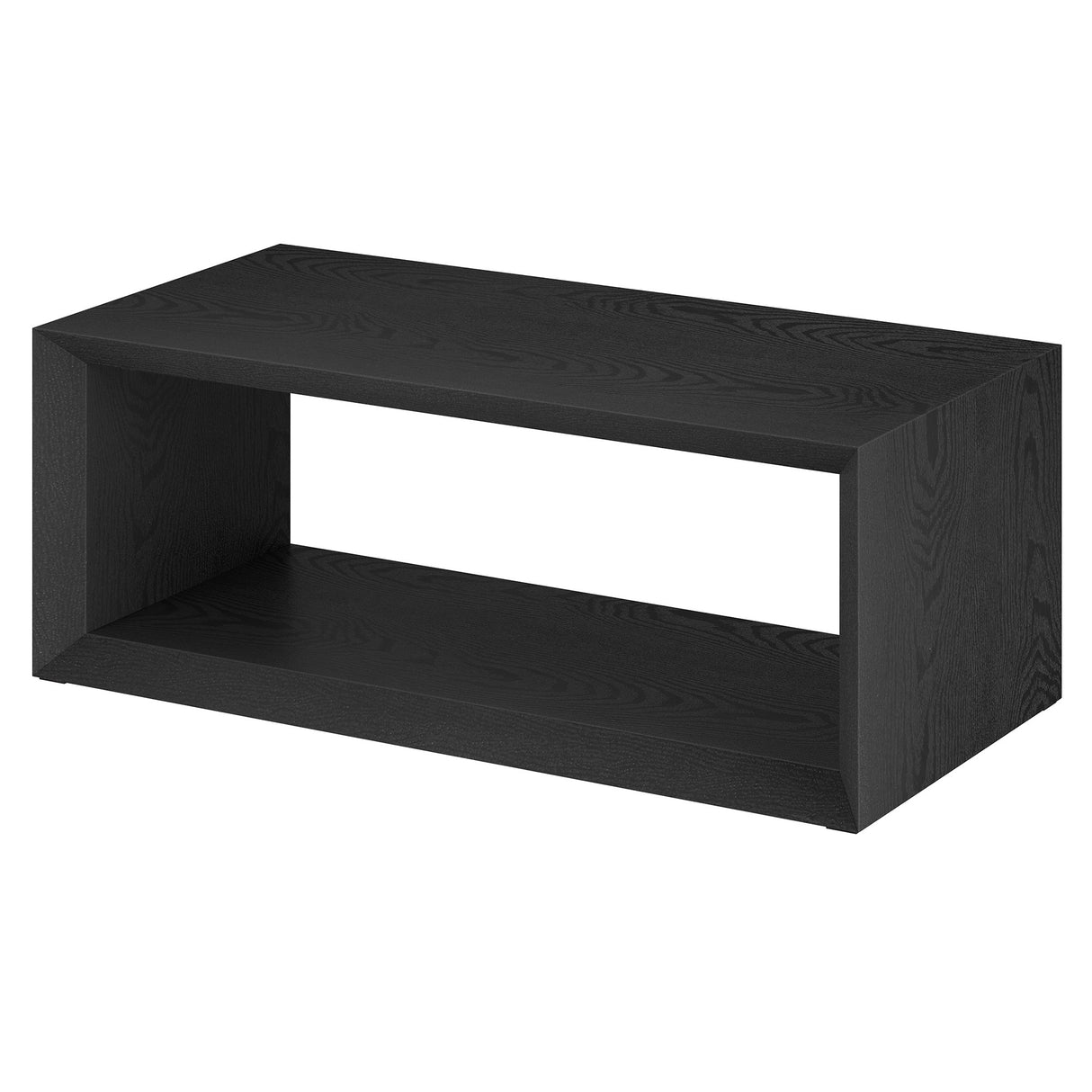 48" Black Faux Wood Coffee Table With Shelf