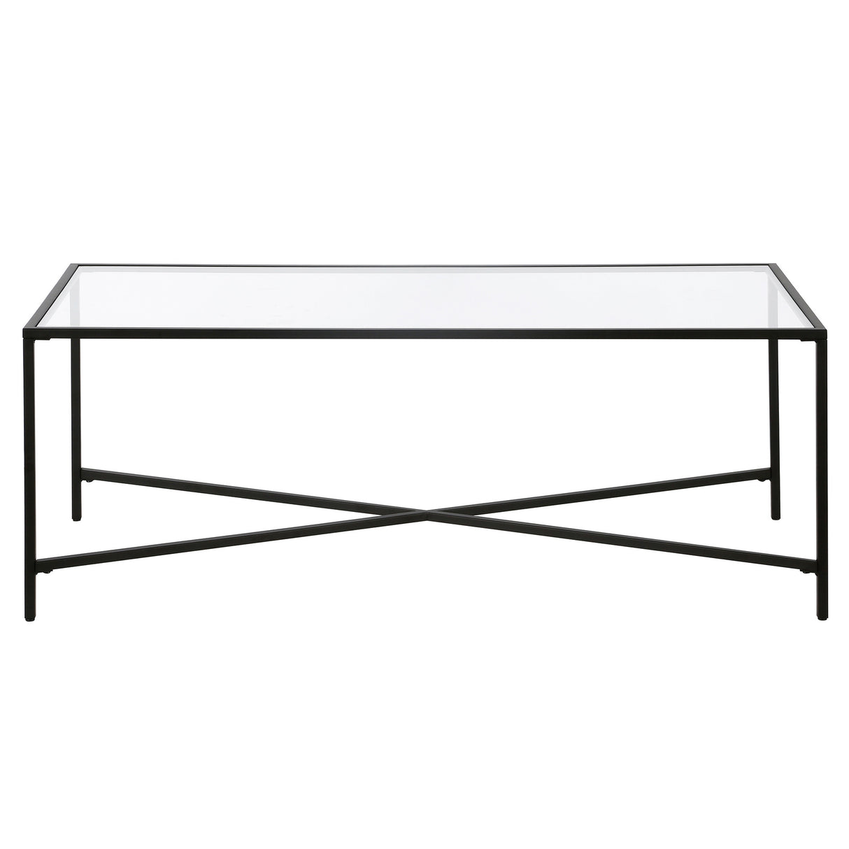 48" Black Glass And Steel Coffee Table