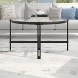 32" Black Glass And Steel Round Coffee Table