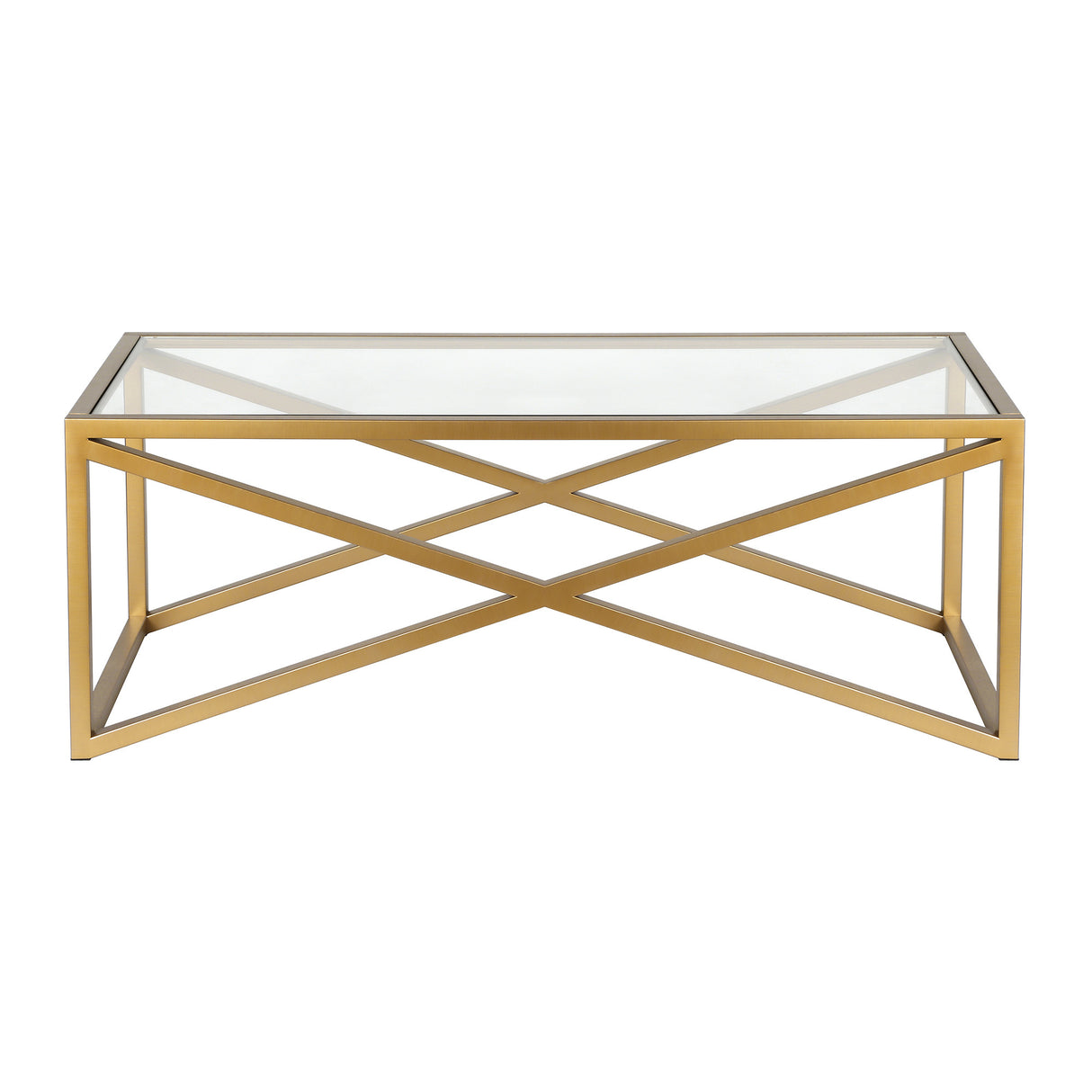 46" Gold Glass And Steel Coffee Table