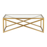 46" Gold Glass And Steel Coffee Table