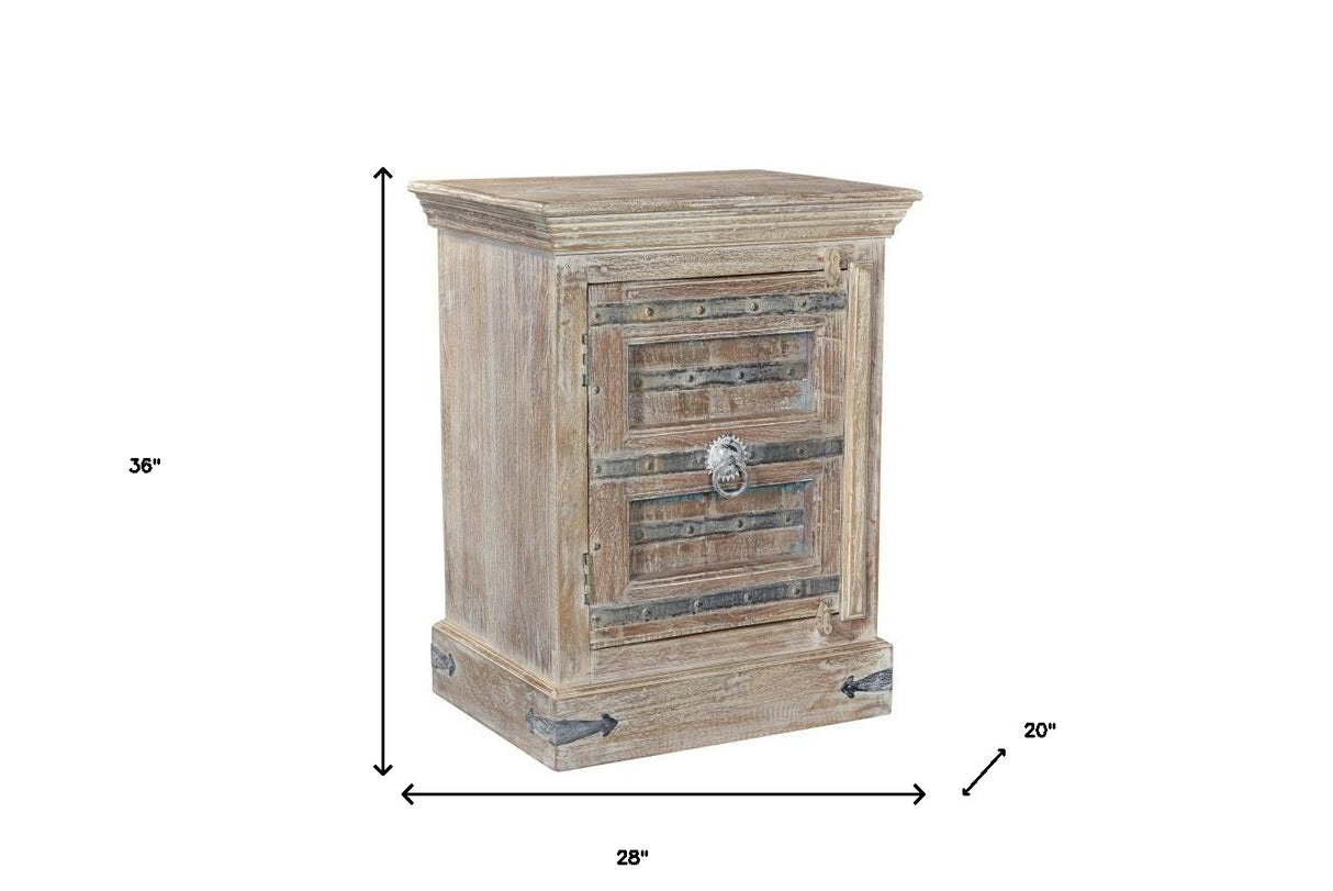 36" Distressed White Solid Wood Nightstand