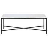 48" White And Black Steel Coffee Table