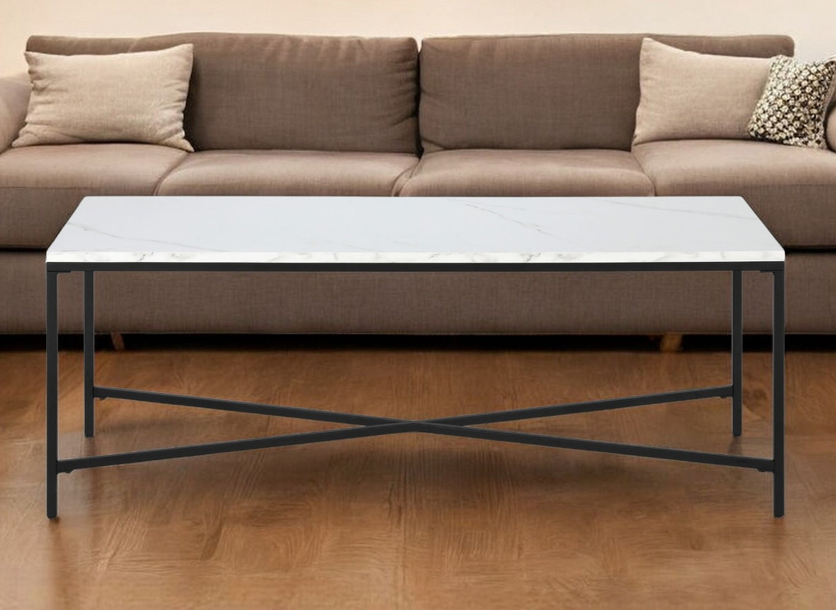 48" White And Black Steel Coffee Table