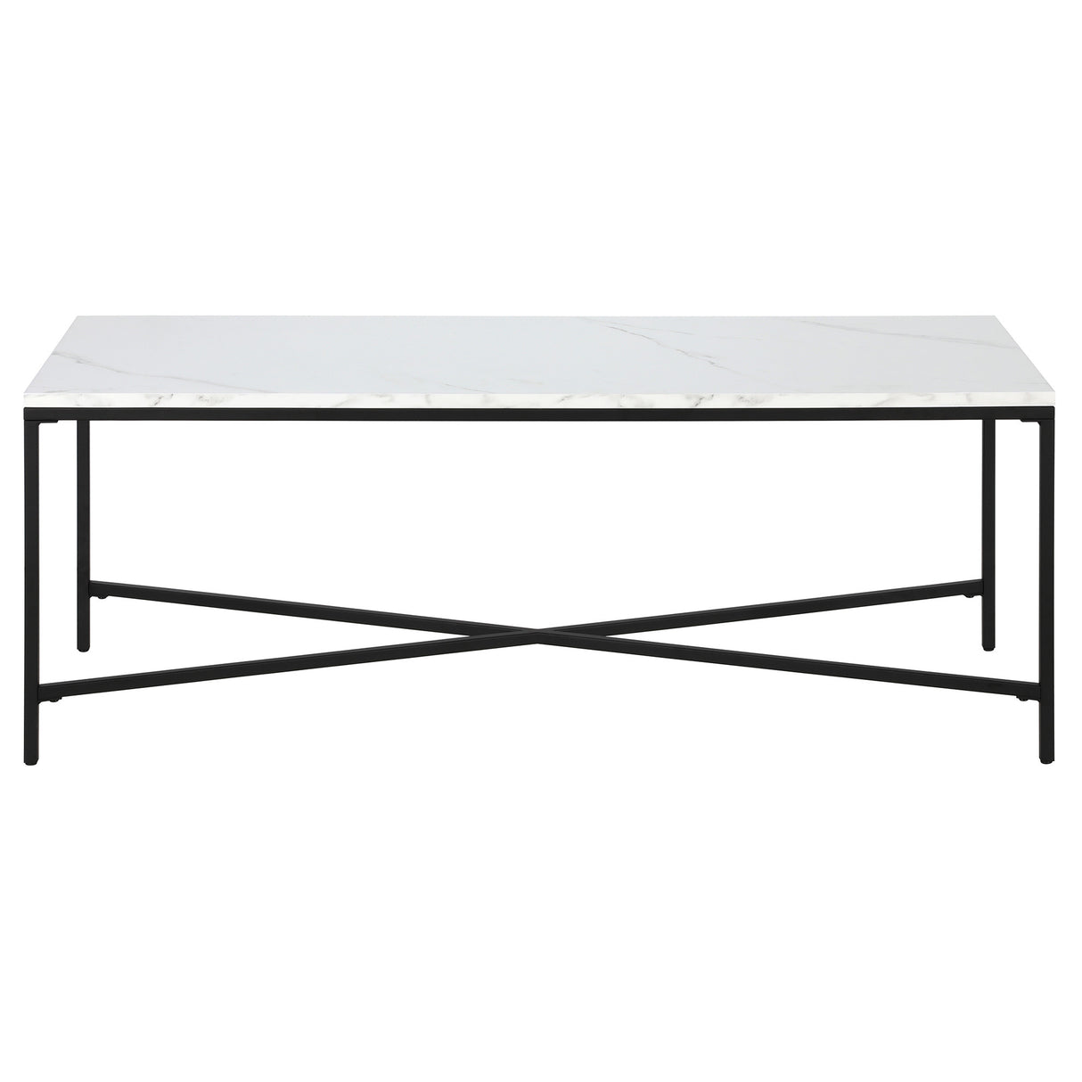 48" White And Black Steel Coffee Table