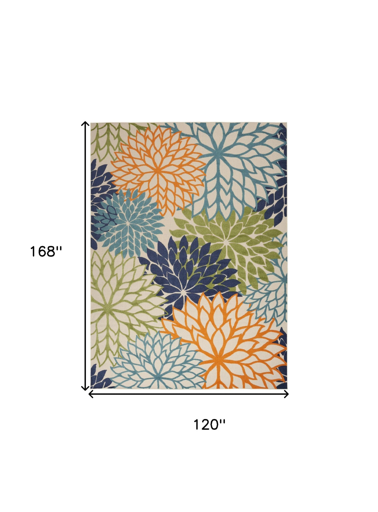 10' X 14' Blue And Green Floral Power Loom Area Rug