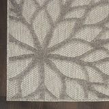 3' X 5' Gray Floral Stain Resistant Non Skid Indoor Outdoor Area Rug