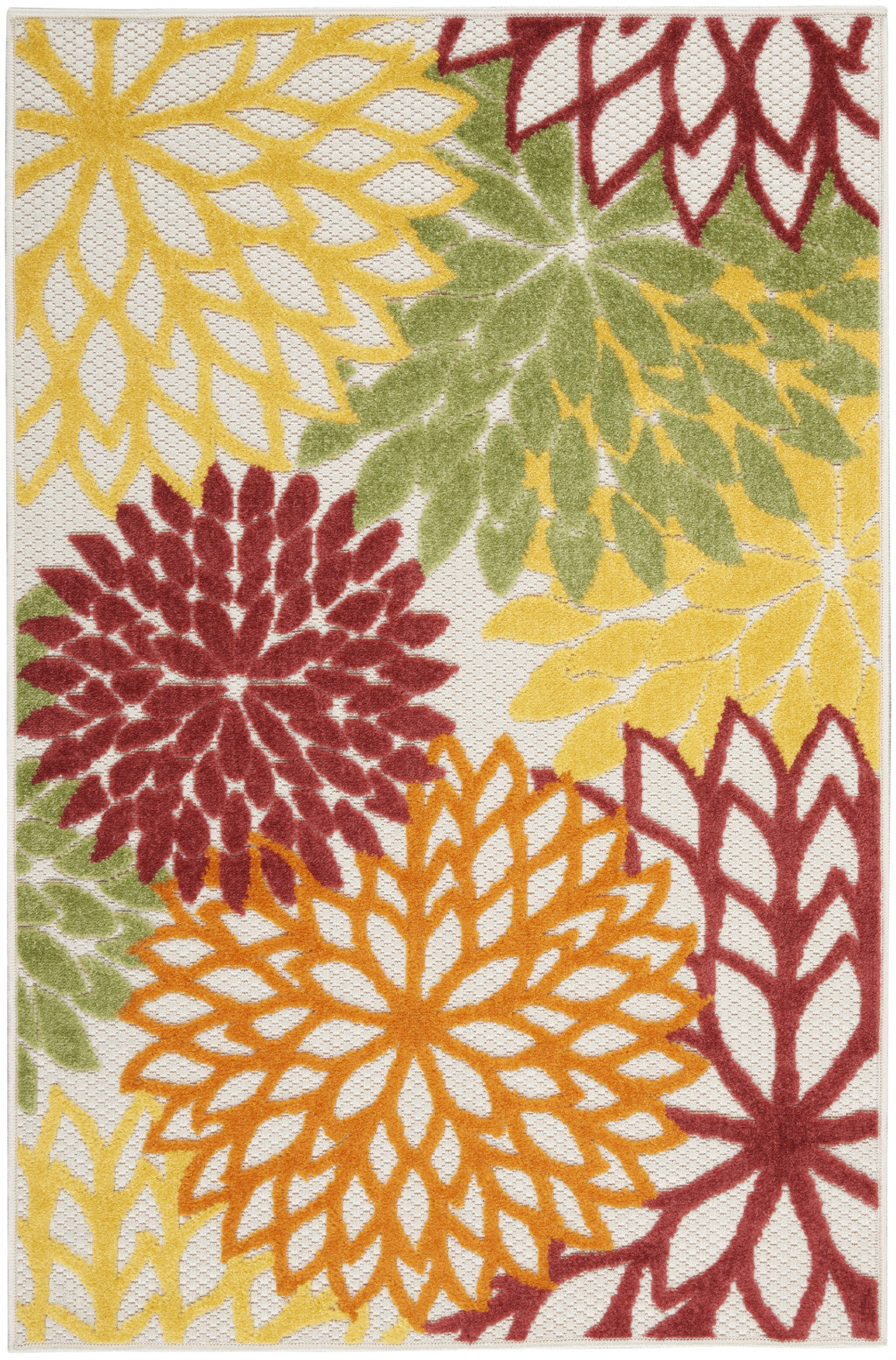 3' X 5' Green Orange and Red Indoor Outdoor Area Rug