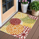 3' X 5' Green Orange and Red Indoor Outdoor Area Rug