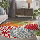 10' Green Round Floral Power Loom Area Rug