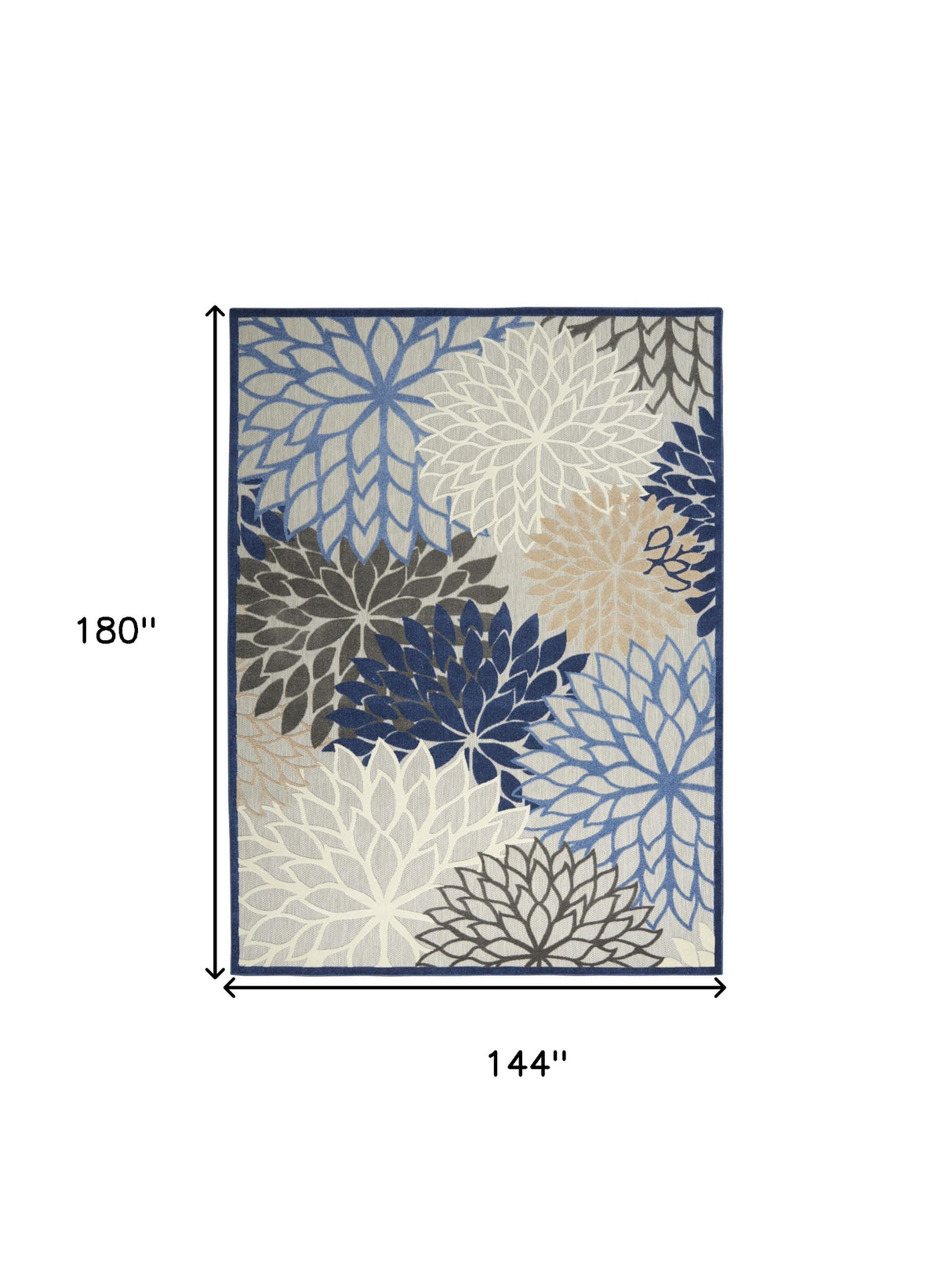 12' X 15' Blue Floral Power Loom Area Rug