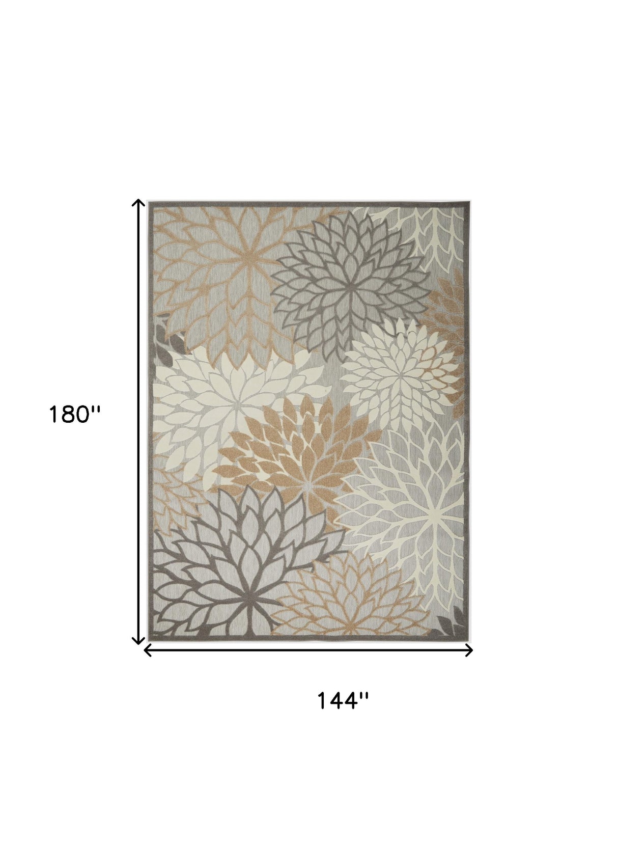 12' X 15' Natural Floral Power Loom Area Rug