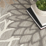 5' Gray and Ivory Indoor Outdoor Area Rug