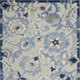 3' X 5' Blue And Gray Floral Power Loom Area Rug