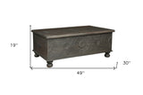 49" Black Solid Wood Distressed Lift Top Coffee Table