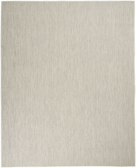 9' X 12' Ivory and Silver Indoor Outdoor Area Rug