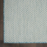 9' X 12' Aqua and Ivory Indoor Outdoor Area Rug