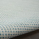 9' X 12' Aqua and Ivory Indoor Outdoor Area Rug