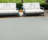 9' X 12' Aqua and Ivory Indoor Outdoor Area Rug