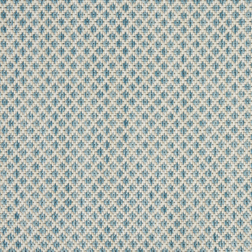 9' X 12' Aqua and Ivory Indoor Outdoor Area Rug