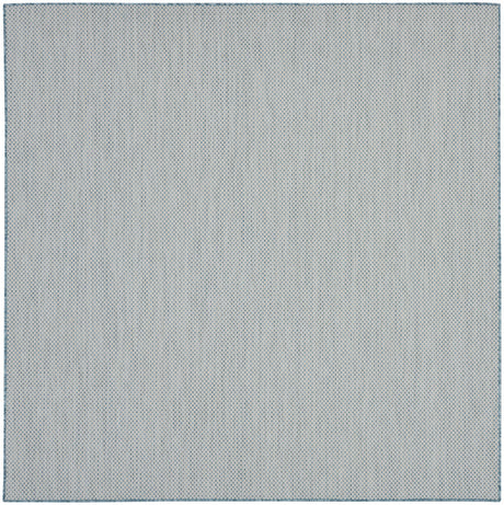 8' Aqua and Ivory Indoor Outdoor Area Rug