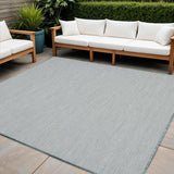 8' Aqua and Ivory Indoor Outdoor Area Rug