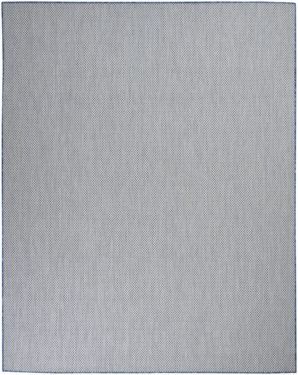 9' X 12' Blue and Ivory Indoor Outdoor Area Rug