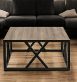 35" Black Steel Square Coffee Table