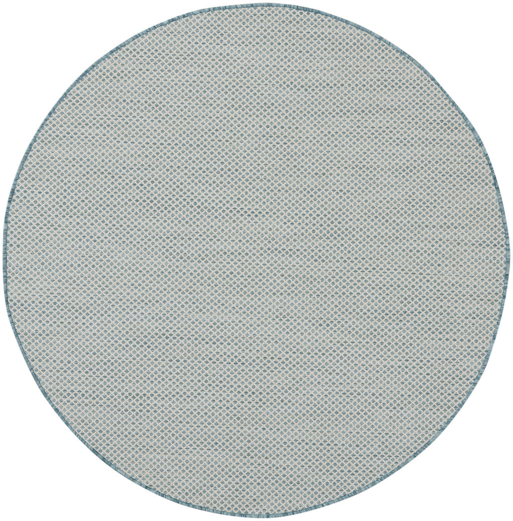 4' Blue Round Geometric Power Loom Area Rug