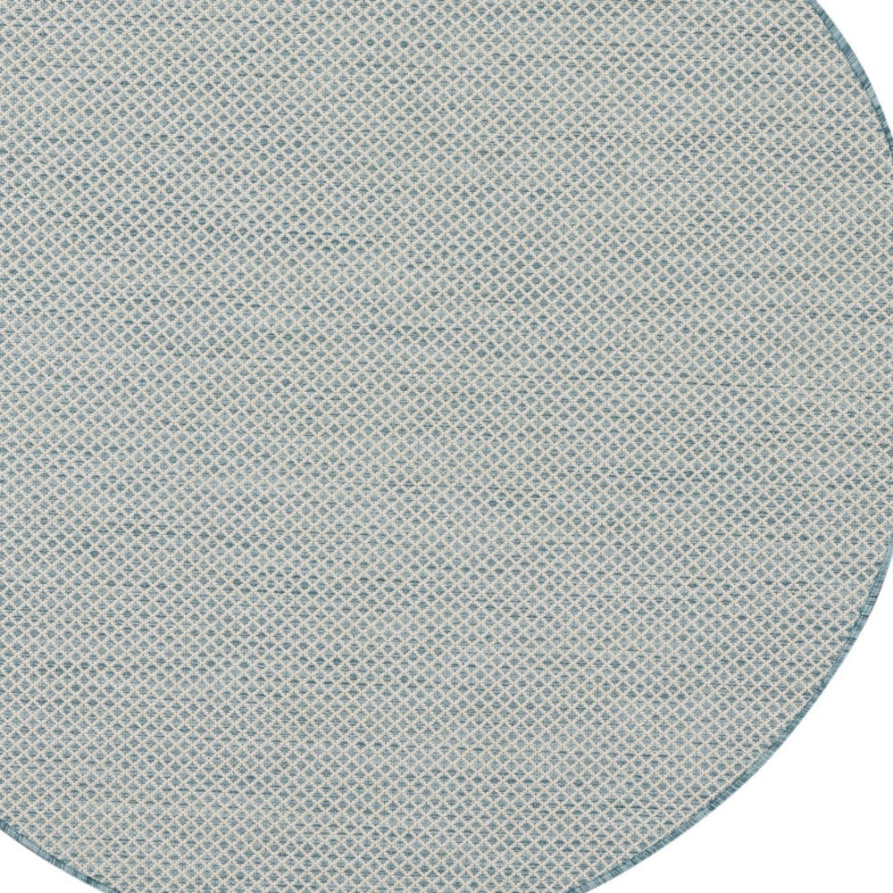 4' Blue Round Geometric Power Loom Area Rug