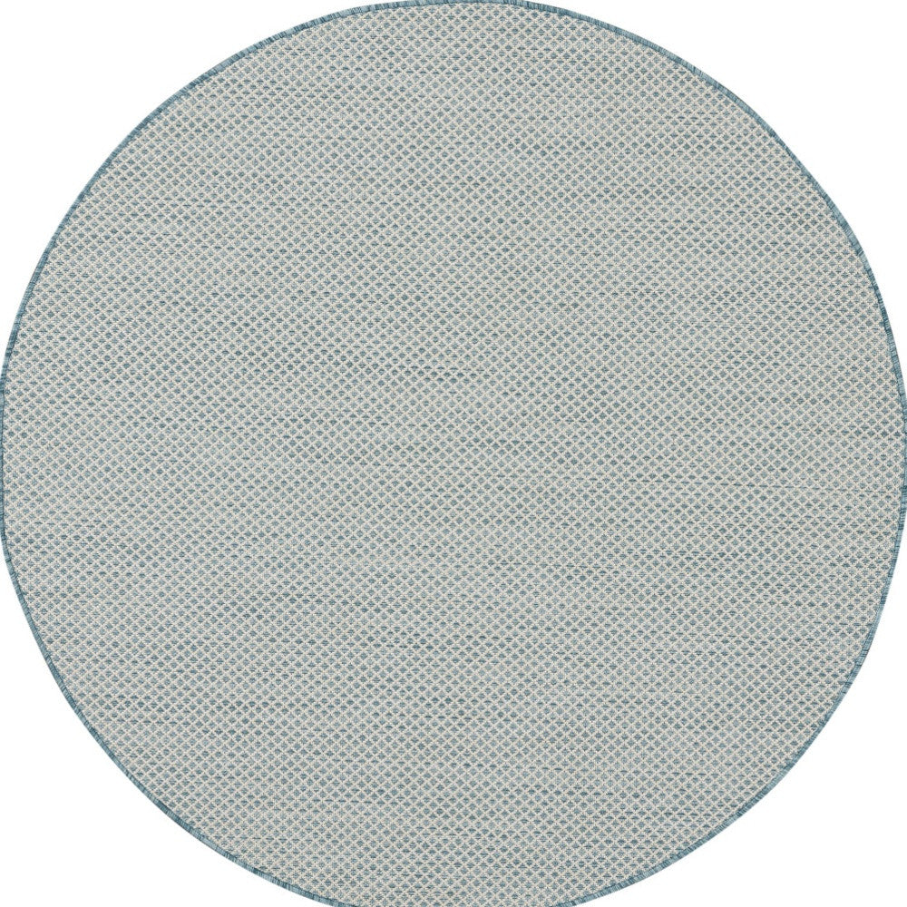 4' Blue Round Geometric Power Loom Area Rug