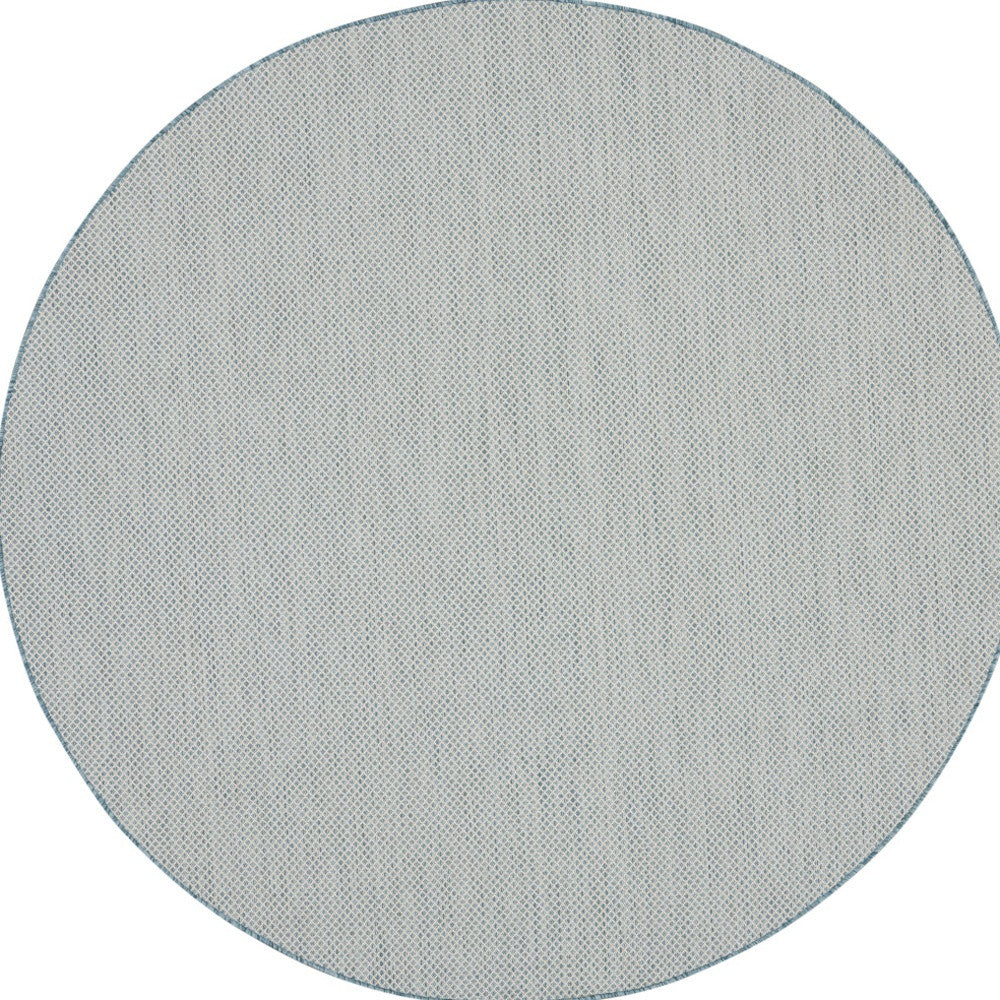 6' Blue Round Geometric Power Loom Area Rug