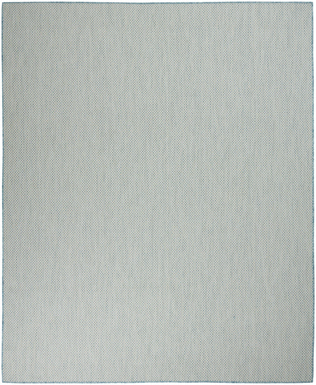 7' X 10' Aqua and Ivory Indoor Outdoor Area Rug