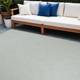 8' X 10' Aqua and Ivory Indoor Outdoor Area Rug