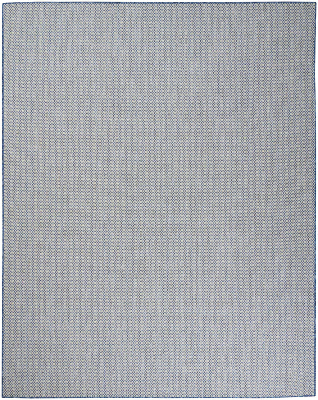 8' X 10' Blue and Ivory Indoor Outdoor Area Rug