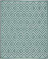 7' X 10' Aqua Geometric Flatweave Area Rug