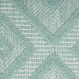 7' X 10' Aqua Geometric Flatweave Area Rug