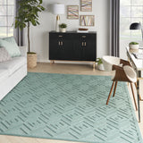 7' X 10' Aqua Geometric Flatweave Area Rug