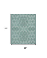 8' X 10' Aqua Geometric Flatweave Area Rug