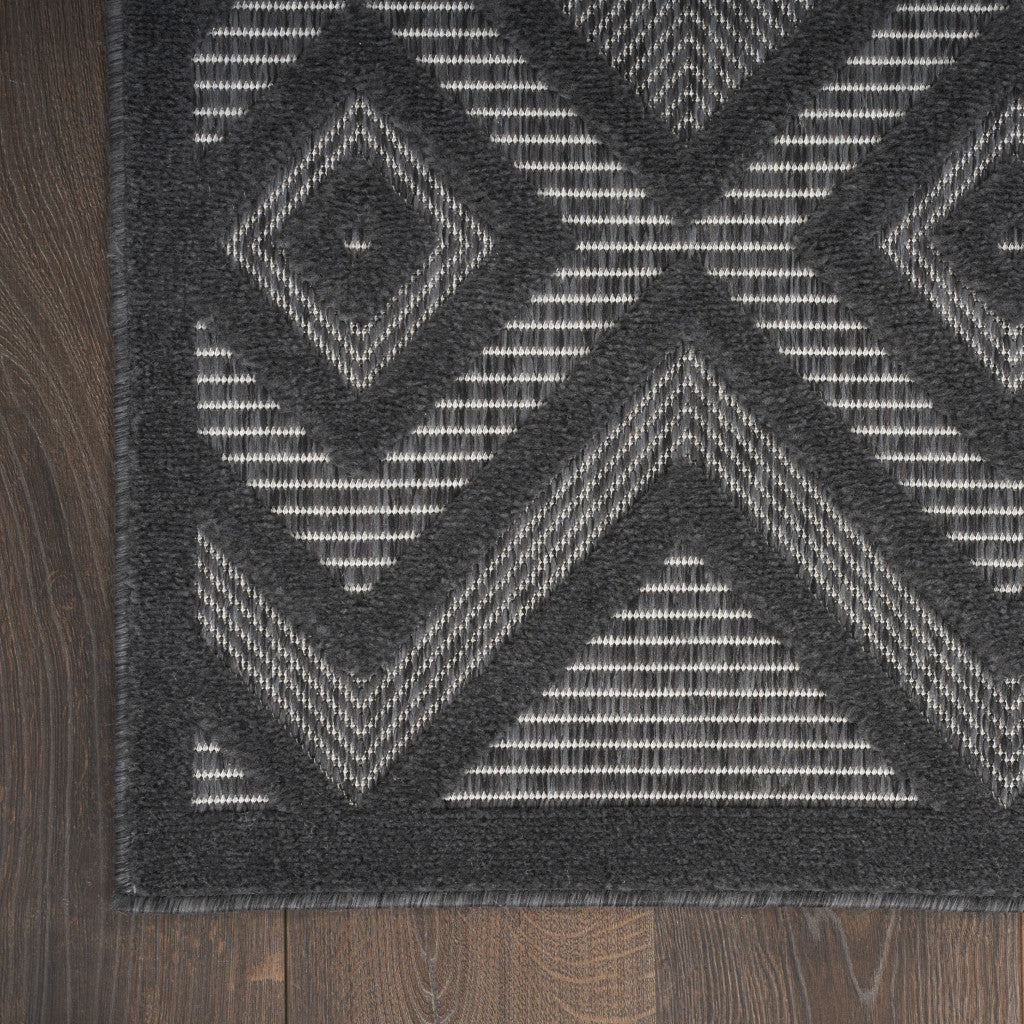 9' X 12' Charcoal and Gray Indoor Outdoor Area Rug