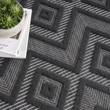 8' X 10' Black Geometric Flatweave Area Rug