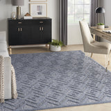 8' X 10' Blue Geometric Flatweave Area Rug