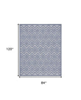 7' X 10' Blue Geometric Flatweave Area Rug