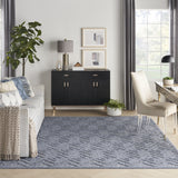 7' X 10' Blue Geometric Flatweave Area Rug