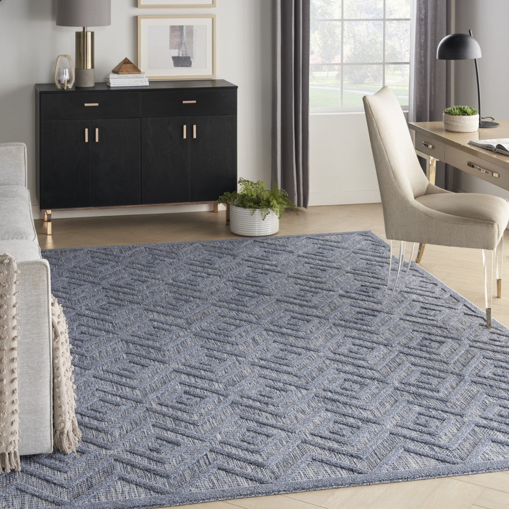 9' X 12' Denim Blue Indoor Outdoor Area Rug