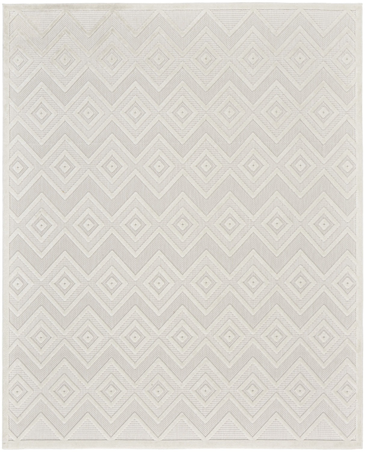 7' X 10' Ivory and White Indoor Outdoor Area Rug