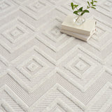 7' X 10' Ivory and White Indoor Outdoor Area Rug