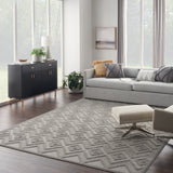 7' X 10' Gray Geometric Flatweave Area Rug