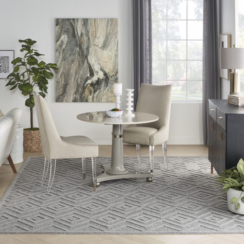 7' X 10' Gray Geometric Flatweave Area Rug