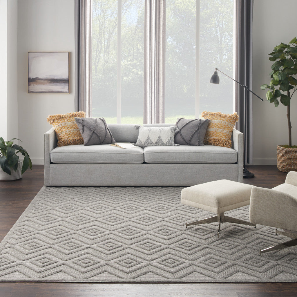 8' X 10' Gray Geometric Flatweave Area Rug